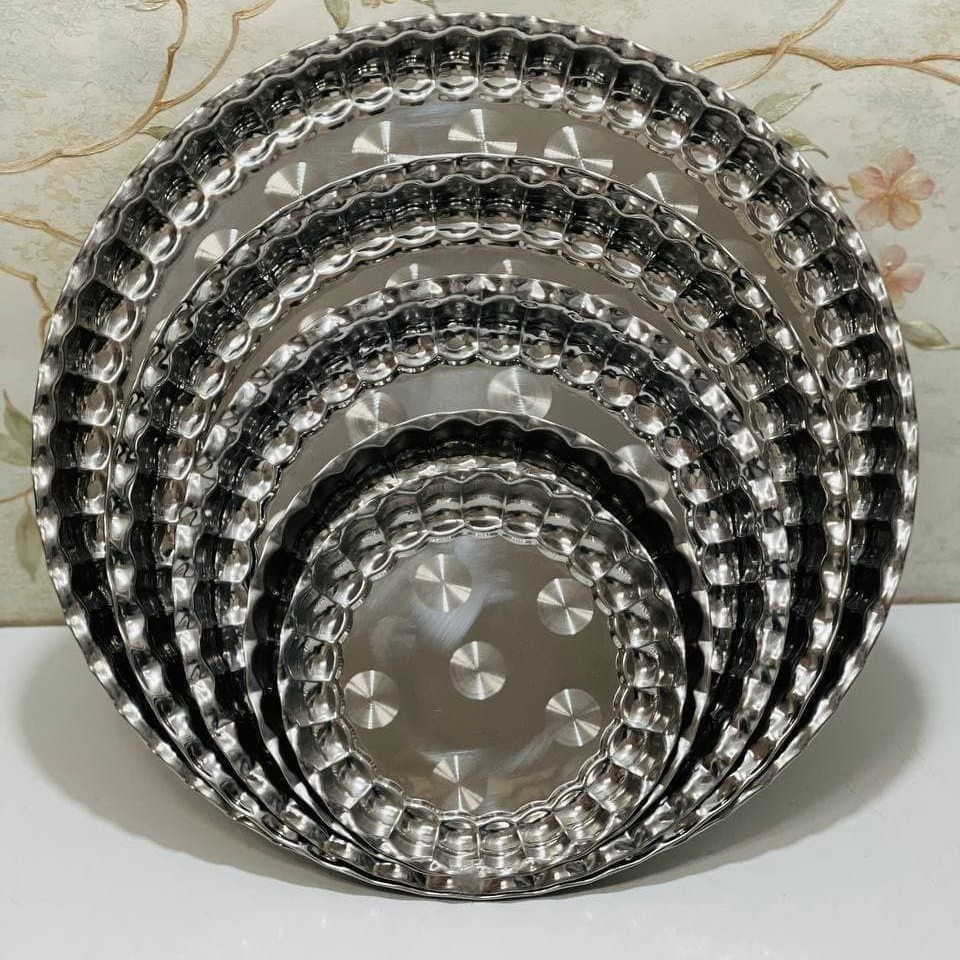 سرویس سینی استیل 5 عددی ساده موجوده